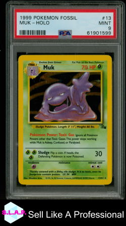 MUK-HOLO POKEMON FOSSIL 1999 13 PSA 9 - Image 1
