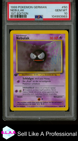 NEBULAK 1ST EDITION POKEMON GERMAN 1999 50 PSA 10 - Image 1