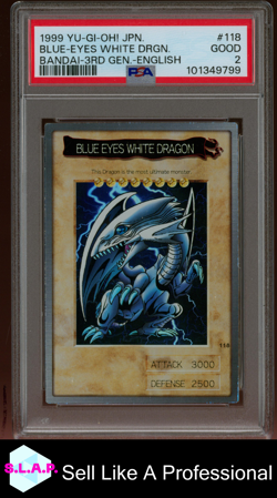 BLUE EYES WHITE DRAGON YU-GI-OH! - BANDAI 118 1999 JAPANISCH PSA 2 - Image 1