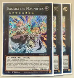 3x Exosisters Magnifica 1st Edition Secret Rare RA02-EN038 Yu-Gi-Oh! - Image 1