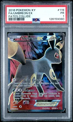 PSA 1 Pokemon Umbreon EX 119/124 Fates Collide Ultra Rare Full Art Holo - Image 1