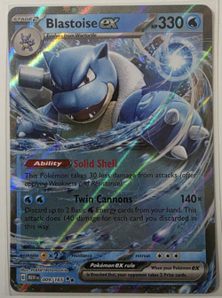 Blastoise ex 009/165 Scarlet & Violet 151 Double Rare Holo Pokemon TCG Card NM - Image 1