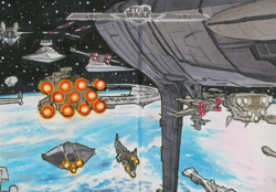 SKETCH CARD PANORAMIC TOPPS STAR WARS BATTLE PLANS 1/1 ERIC LEHTONEN 2021 - Image 1