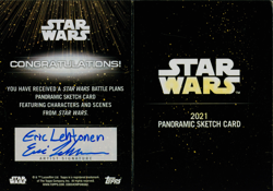SKETCH CARD PANORAMIC TOPPS STAR WARS BATTLE PLANS 1/1 ERIC LEHTONEN 2021 - Image 2