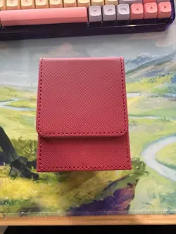 Red Leatherette Trading Card Deck Box Holds 80 Standard Size Cards - Image 1