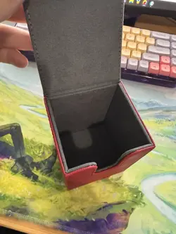 Red Leatherette Trading Card Deck Box Holds 80 Standard Size Cards - Image 2
