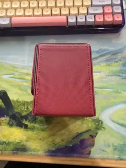 Red Leatherette Trading Card Deck Box Holds 80 Standard Size Cards - Image 3