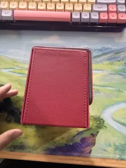 Red Leatherette Trading Card Deck Box Holds 80 Standard Size Cards - Image 4