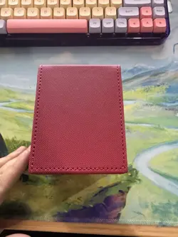 Red Leatherette Trading Card Deck Box Holds 80 Standard Size Cards - Image 5