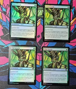 4x Wild Growth x4 NM Foil MTG Dominaria Remastered DMR Unplayed Magic Gathering - Image 1
