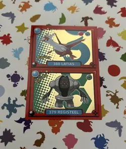 Pokemon Pokedex Latias & Registeel Flash Gold Foil Sticker NM CCG Collectible - Image 1