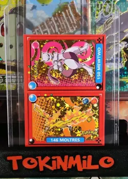 Moltres Mewtwo Sticker Gold Star Foil Pokedex Flash Editorial Pokemon - Image 1