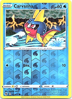 Carvanha 011/073 Pokemon Champion's Path Reverse Holo Light Play - Image 1