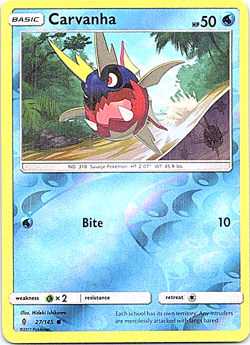 Carvanha 27/145 Pokemon Guardians Rising Reverse Holo Light Play - Image 1
