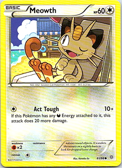 Meowth 61/98 Pokemon XY Ancient Origins Regular Light Play - Image 1