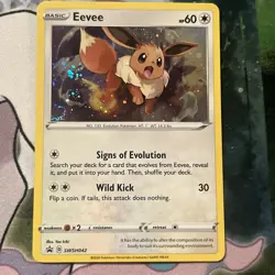 1 Swirl 🌀 Black Hole Cosmo Holo Eevee SWSH042 Promo Pokemon LP - Image 1