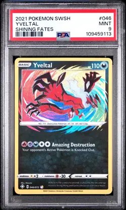 2021 Pokemon SWSH Shining Fates 46 Yveltal Amazing Rare PSA 9 Mint - Image 1