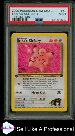 ERIKA'S CLEFAIRY 1ST EDITION POKEMON GYM CHALLENGE 2000 40 PSA 9 - Image 1