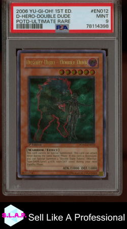 DESTINY HERO-DOUBLE DUDE YU-GI-OH! HOLO POWER OF THE DUELIST EN012 2006 EN PSA 9 - Image 1