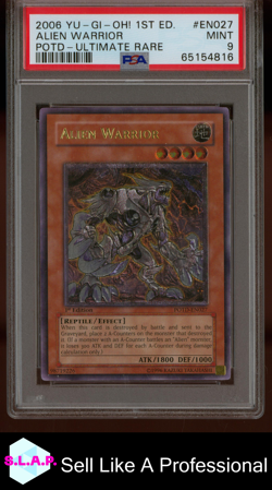 ALIEN WARRIOR YU-GI-OH! HOLO POWER OF THE DUELIST EN027 2006 EN PSA 9 - Image 1