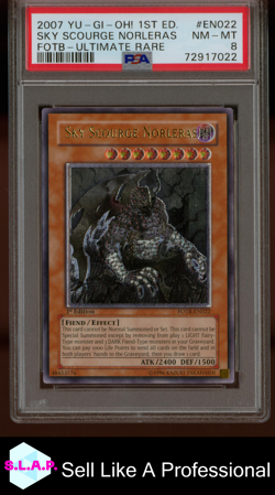 SKY SCOURGE NORLERAS YU-GI-OH! HOLO FORCE OF THE BREAKER EN022 2007 EN PSA 8 - Image 1