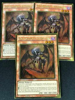 YUGIOH SCARM MALEBRANCHE OF THE BURNING ABYSS PGL3-EN043 1ST GOLD X3 (NM) - Image 1