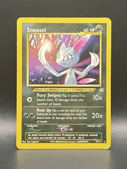 Sneasel 25/111 Neo Genesis (2000) Rare Non-Holo Vintage Card Pokemon TCG MP - Image 3