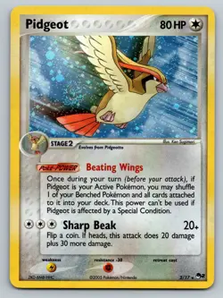 Pidgeot 2/17 Pop Series 2 Holo Rare 2005 Vintage Pokemon TCG Card NM *SWIRL* - Image 1