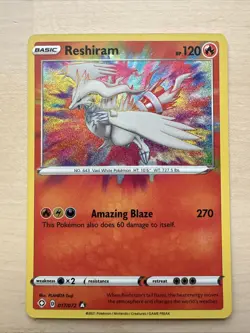 Pokemon Shining Fates Reshiram Amazing Rare Holo Card 017/072 - Image 1