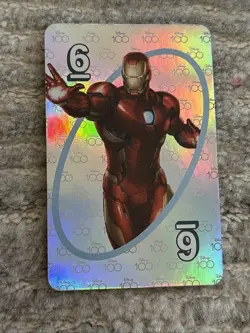 Iron Man 6 Disney 100 Exclusive Special Foil Holographic UNO Card RARE - Image 1