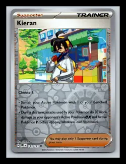 Kieran Reverse Holo NM #113/131 SV: Prismatic Evolutions Pokemon Card - Image 1
