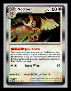 Noctowl Holo Rare NM #115/142 SV07: Stellar Crown Pokemon Card - Image 1