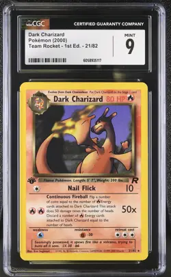 CGC 9 MINT Dark Charizard Team Rocket 1st Edition 21/82 Pokemon Card - Image 1