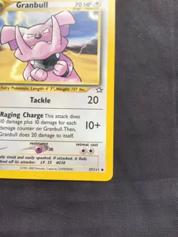 Pokemon Cards: Neo Genesis 1st Edition Uncommon: Granbull 37/111 - Image 4