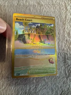 Pokemon TCG 263/182 Beach Court Paradox Rift Gold Secret Rare Card mint pack fr - Image 1