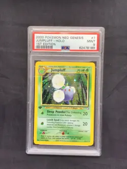 Pokemon Cards: Neo Genesis 1st Edition Rare Holo: Jumpluff 7/111 PSA 9 - Image 1