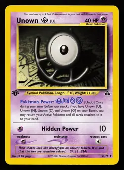 Unown [U] 51/75 1st Edition Neo Discovery Pokemon Card - Image 1