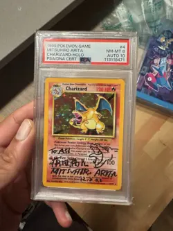 Pokemon Charizard 004/102 Base Set Holo PSA 8 Auto 10 Mitsuhiro Arita Signed - Image 1