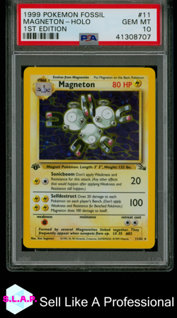 MAGNETON-HOLO 1ST EDITION POKEMON FOSSIL 1999 11 PSA 10 - Image 1