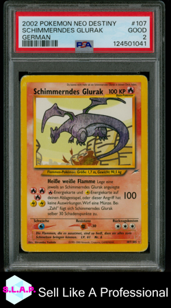 SCHIMMERNDES GLURAK GERMAN POKEMON NEO DESTINY 2002 107 PSA 2 - Image 1