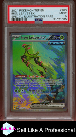 IRON LEAVES EX POKEMON HOLO TEMPORAL FORC3S 203 2024 EN PSA 9 - Image 1