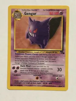 Pokemon TCG Gengar Fossil 20/62 Non-Holo Card Unlimited WOTC 1999 - Image 1