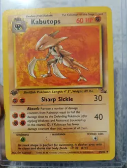 KABUTOPS - 24/62 Rare Fossil -1995 Non-Holo Pokemon Card - Near Mint - Image 1