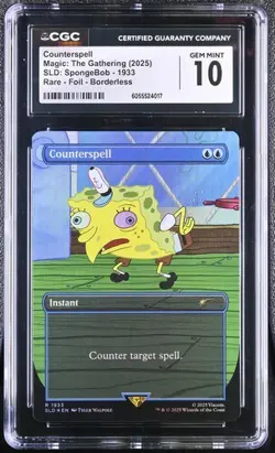 Counterspell 1933 Foil Borderless Secret Lair X SpongeBob MTG CGC Gem Mint 10 - Image 1