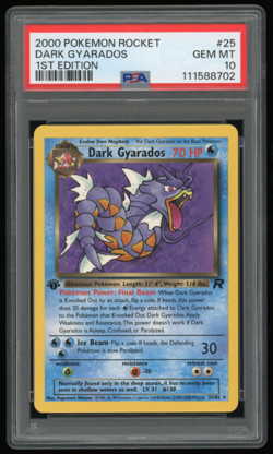 2000 POKEMON ROCKET 1ST EDITION #25/82 DARK GYARADOS PSA 10 - Image 1