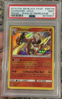 Charizard Team Up Prerelease Holo Rare PSA 9 SM158 Sun & Moon 2019 Pokemon - Image 1