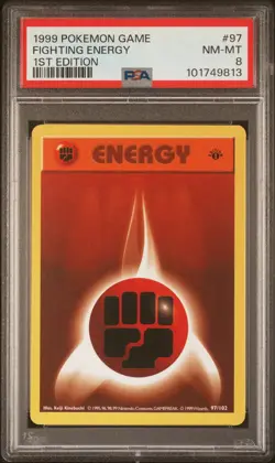1999 POKEMON BASE SET 1ST EDITION #97 FIGHTING ENERGY PSA 8 - Image 1