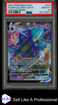 CALYREX POKEMON CHILLING REIGN 075/198 2021 ENGLISH PSA 10 - Image 1