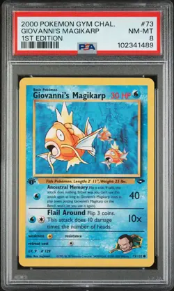PSA 8 NM-MT 2000 Pokemon Gym Challenge 1st Edition Giovanni's Magikarp 73/132 - Image 1