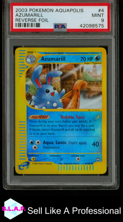 AZUMARIL POKEMON REVERSE FOIL - 4/147 2003 ENGLISH PSA 9 - Image 1
